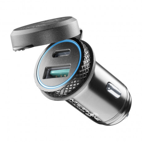 Adaptér Interphone s 1 x USB a 1 x USB-C výstupem pro motocykly, černý